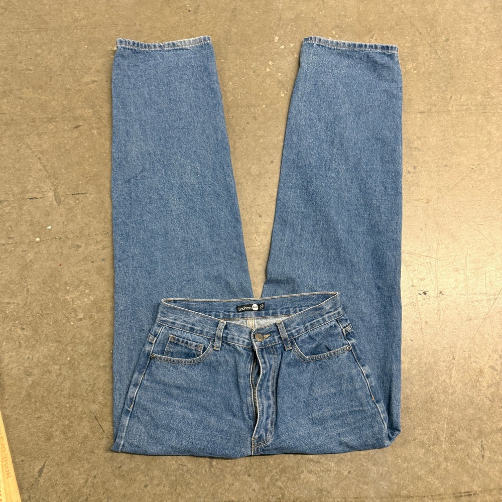 Boohoo Blue High Waisted Straight Leg Jeans Medium Wash Denim Womens Size US 6